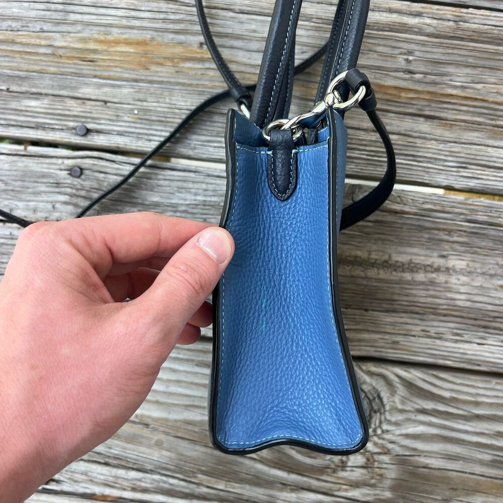 Coach Mini Tote CE598 Blue Pebbled Leather Crossbody Bag Strap - Picture 5 of 7